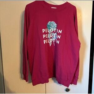 Peloton Sweatshirt Womens L Pink Graphic Floral Logo Athleisure
